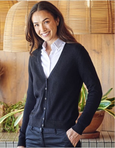 HEN-H726-Ladies Lightweight V-Neck Short Cardigan